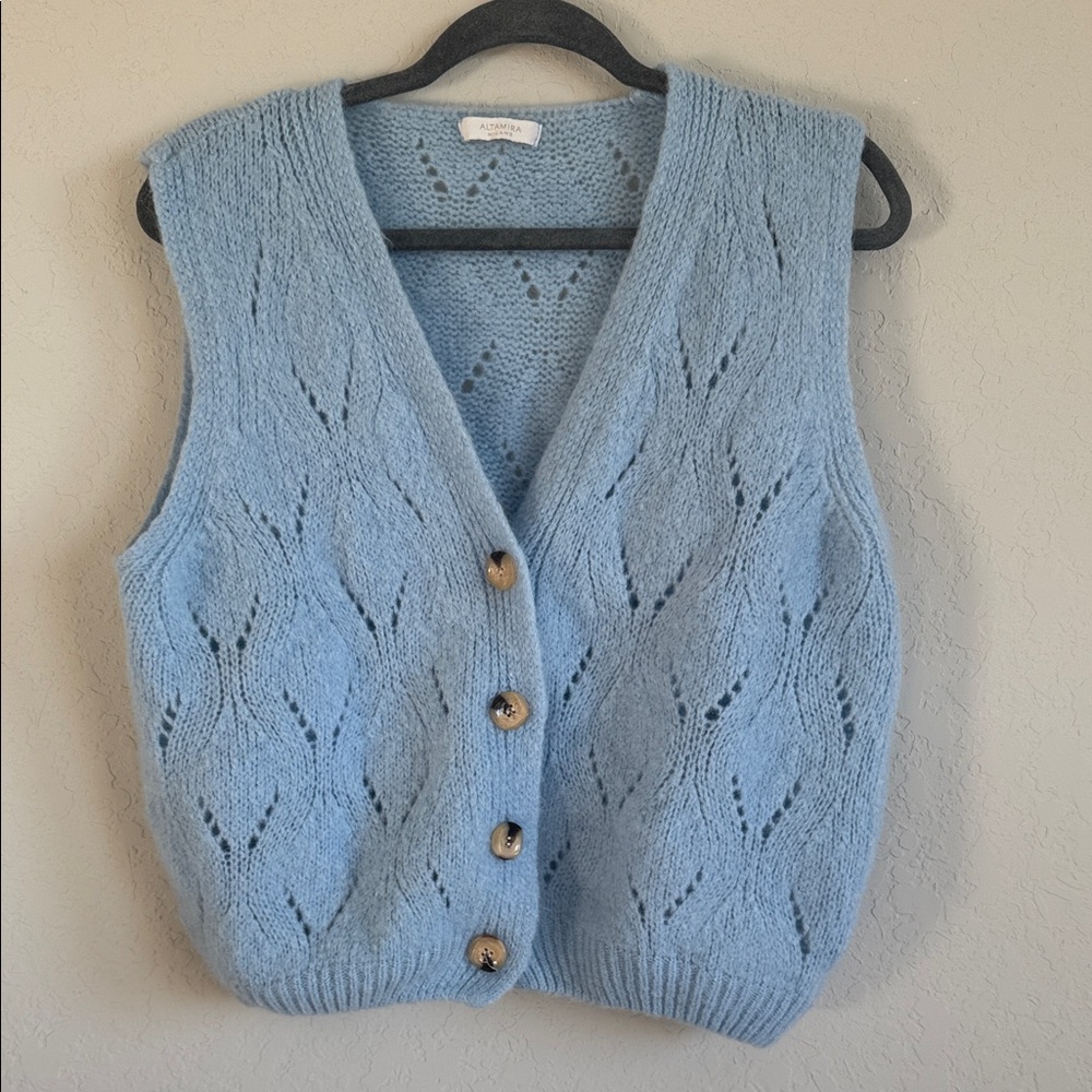 Blue Knit Women's Sweater Vest